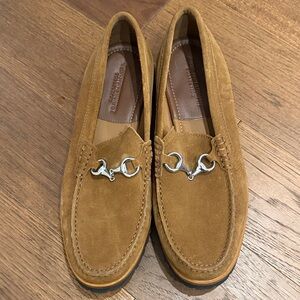 Johnston & Murphy Collection Suede Loafers with Silver Bit in Tan